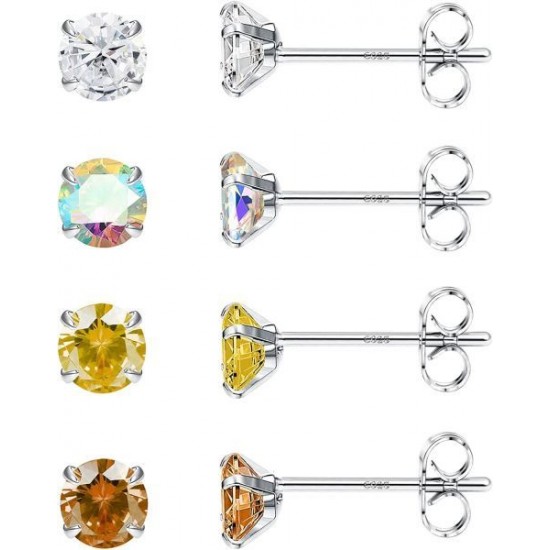 Birthstone Tiny Stud Earrings For Women Men 4Pairs 3MM Brilliant Cut Round Cubic Zirconia Earrings Hypoallergenic Colorful CZ Earrings Birthstone Tiny Stud Earrings For Women Men 4Pairs 3MM Brilliant Cut Round Cubic Zirconia Earrings Hypoallergenic Colorful CZ Earrings